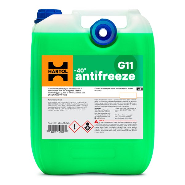 Антифриз HARTOL Antifreeze G11 -40C Green (10 л)