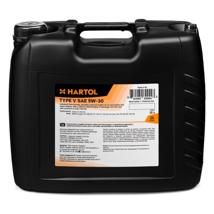 Олива моторна HARTOL Type V SAE 5W-30 (20 л)
